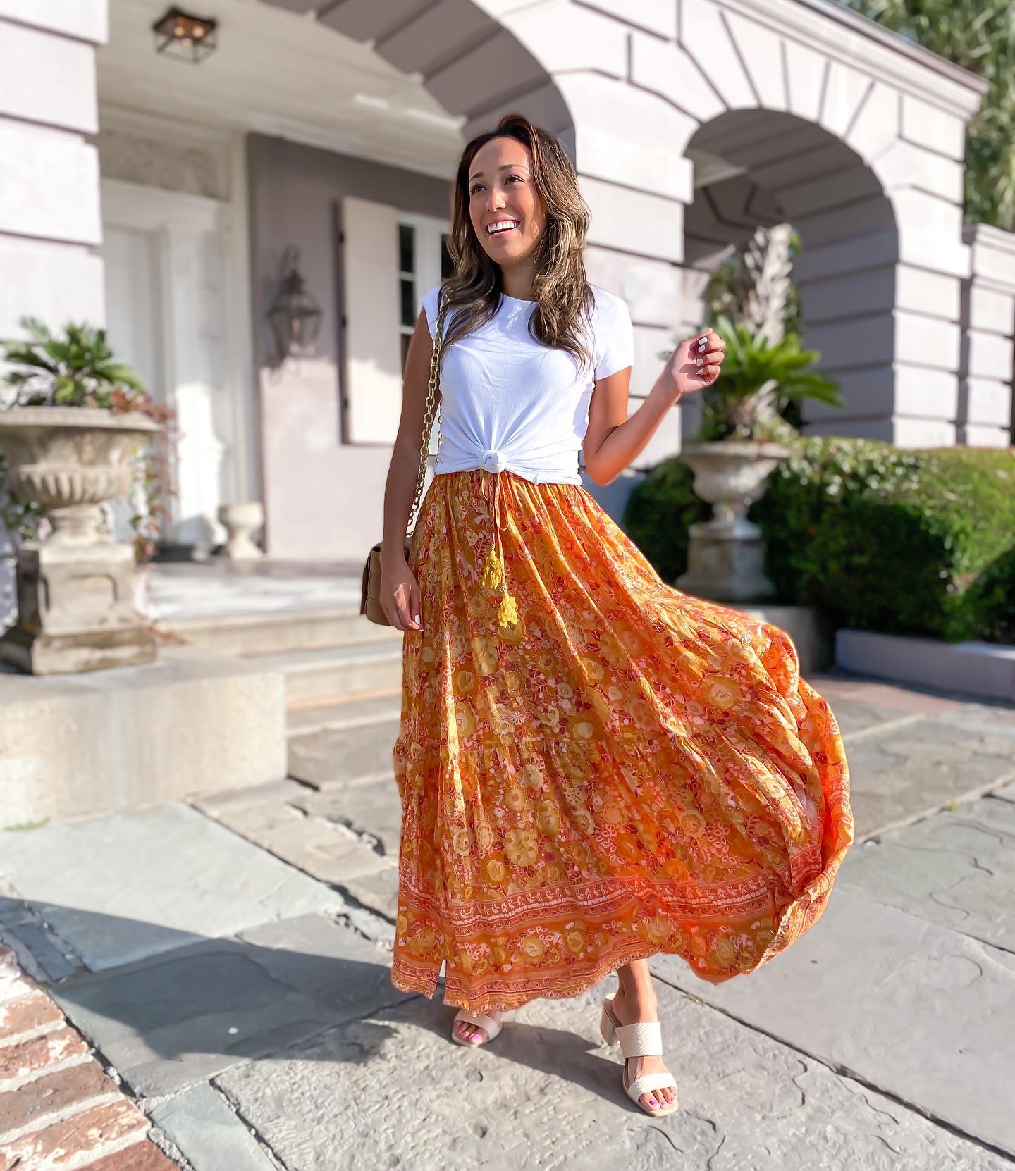 Casual flared maxi skirt summer loo