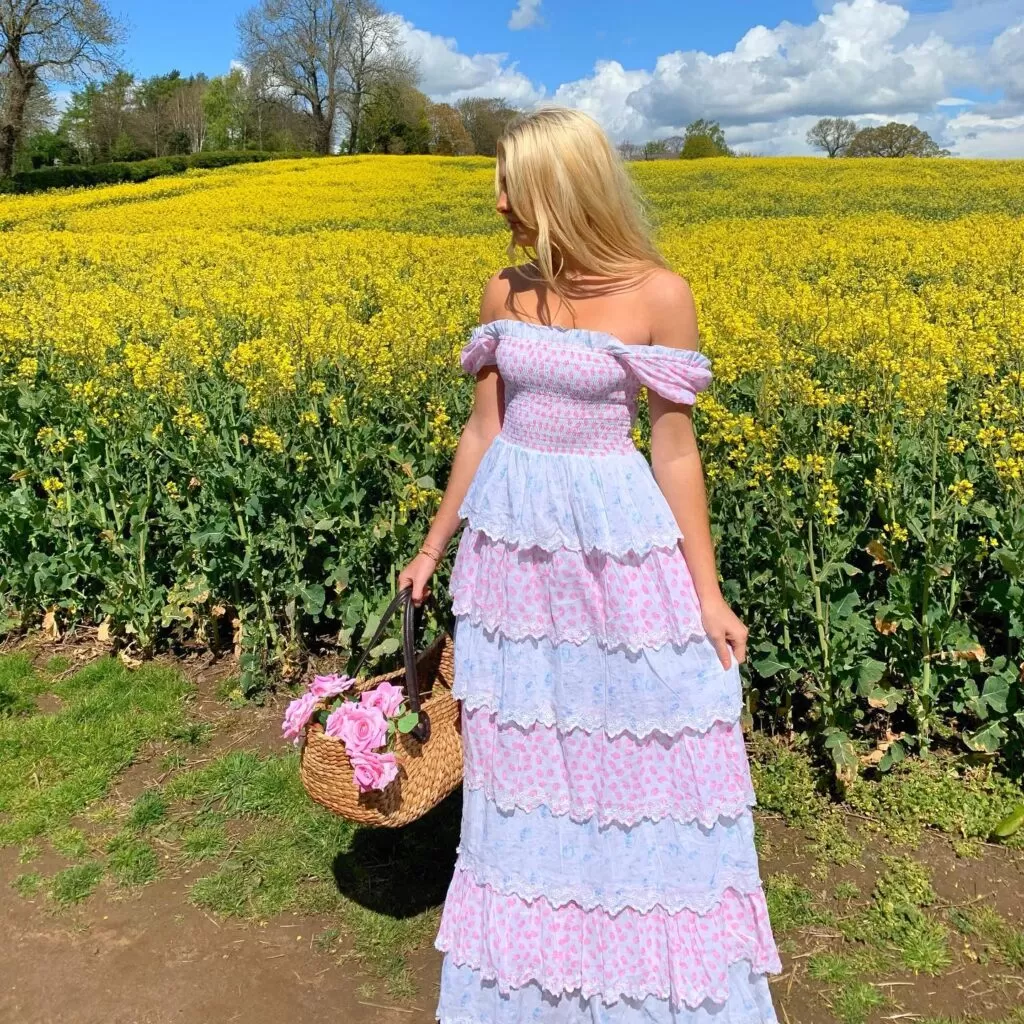 Frill dress pastel blue and purple