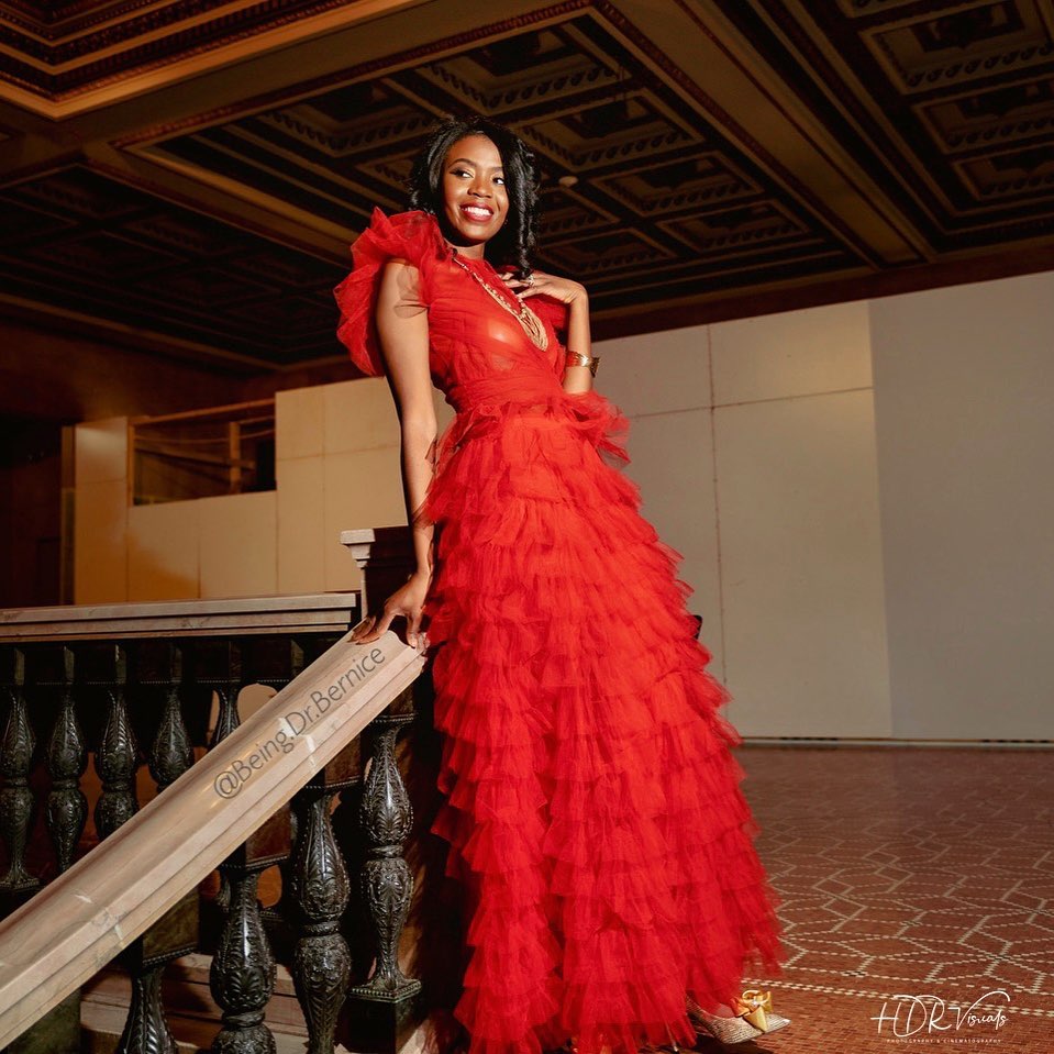 Long Red Tulle Dress