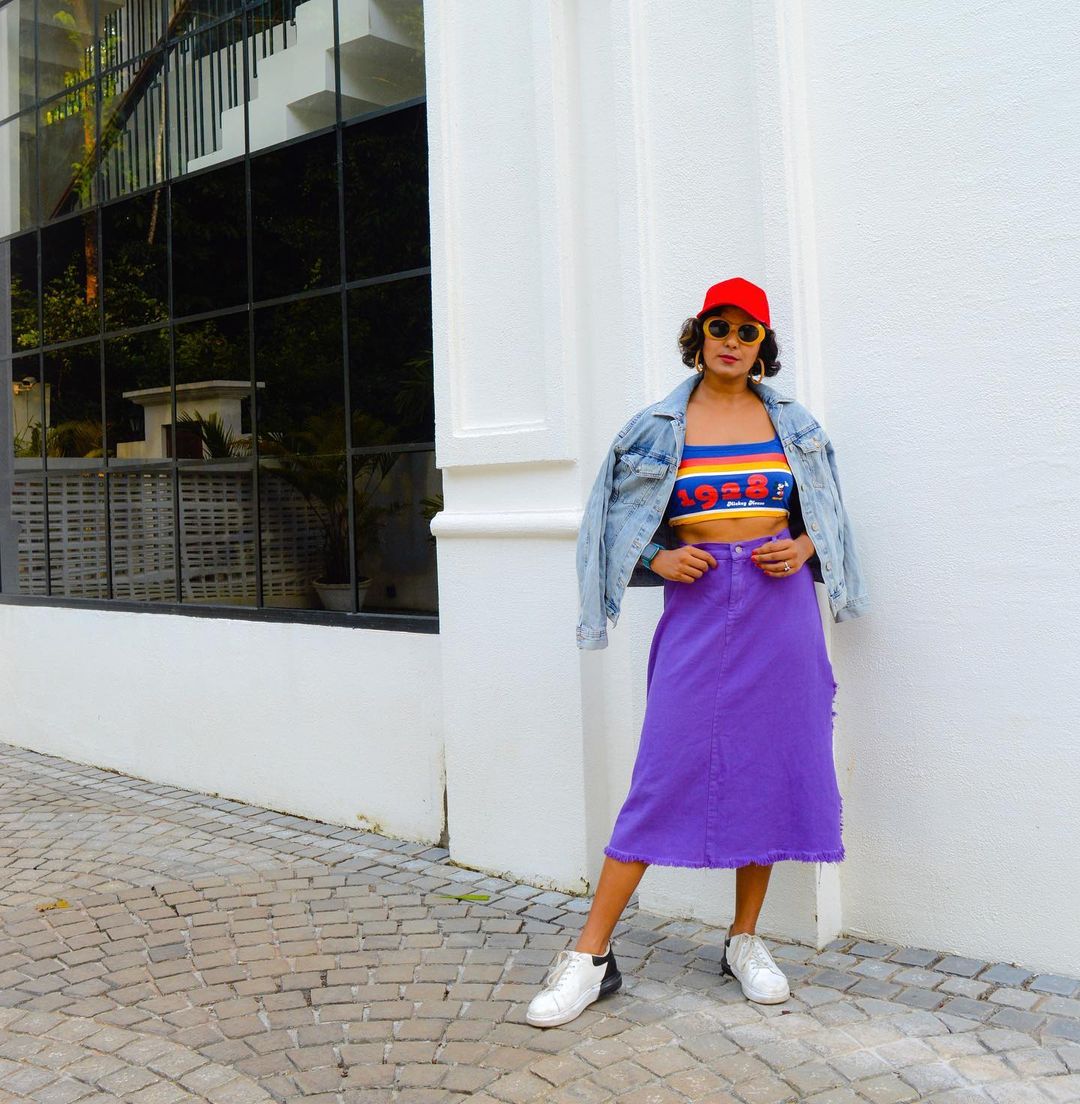 Purple skirt outfits