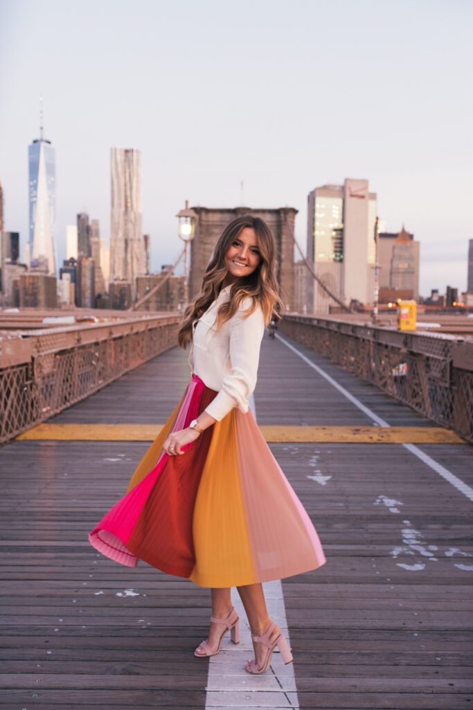 striped skirt outfit