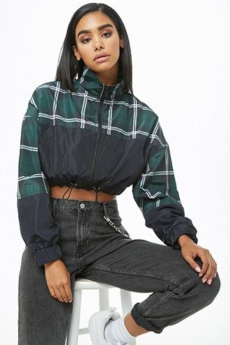 Cropped cinched at the waist windbreaker