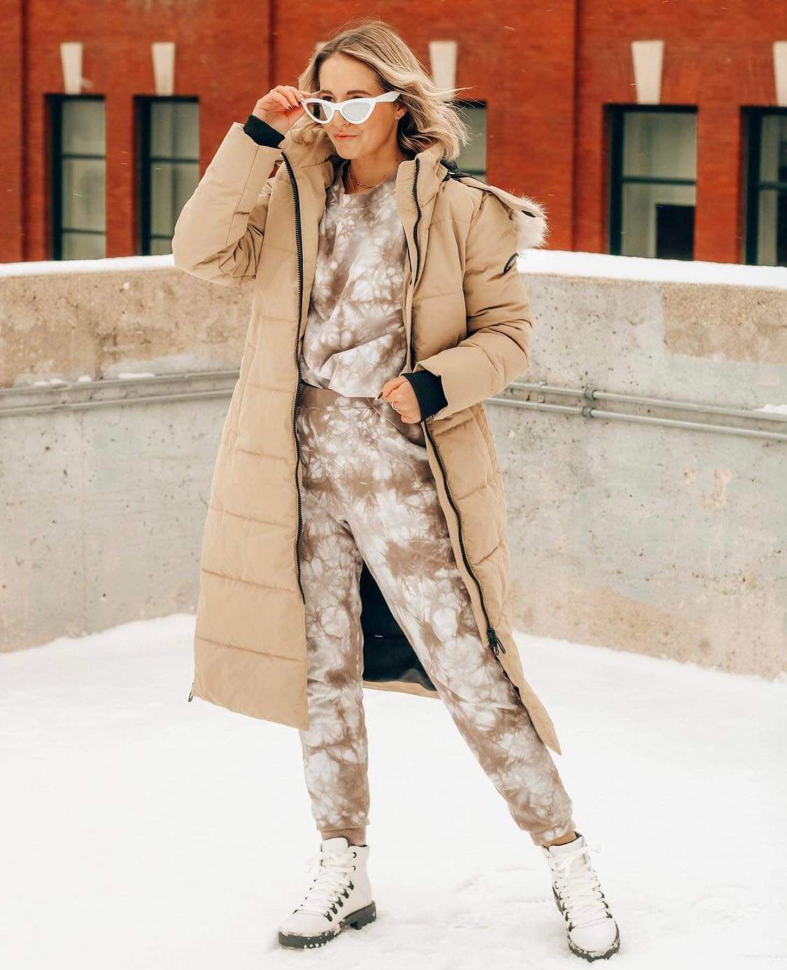 Beige Parka On Jumpsuit