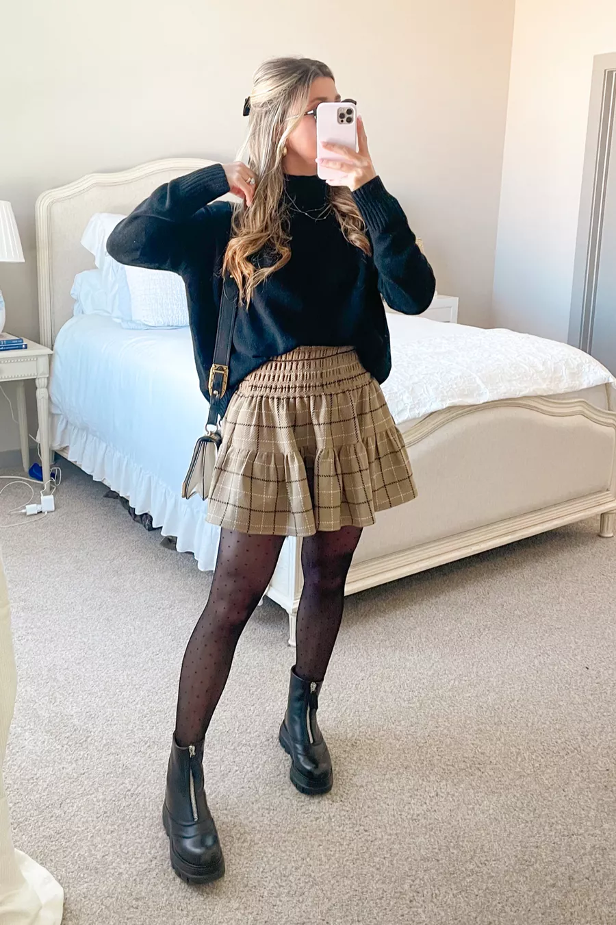 plaid mini skirt outfits
