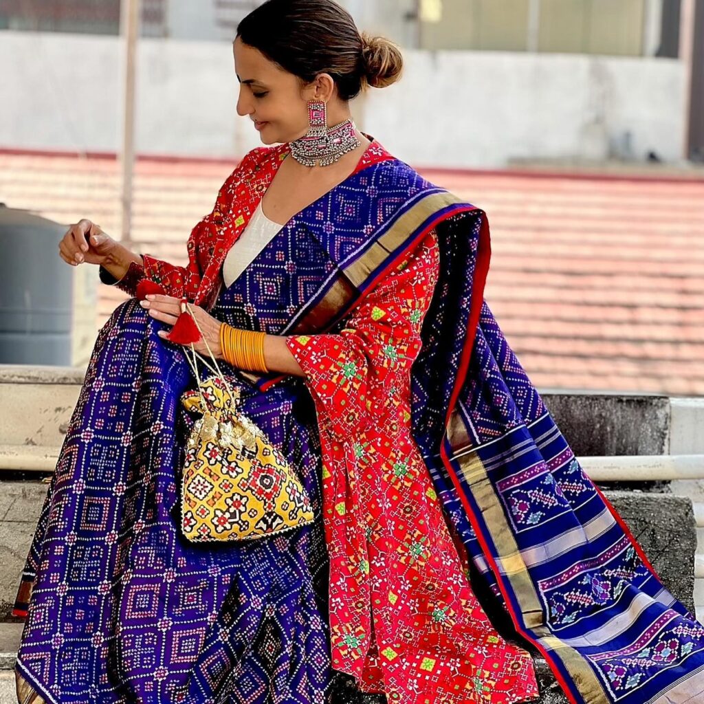 Saree with patola jacket