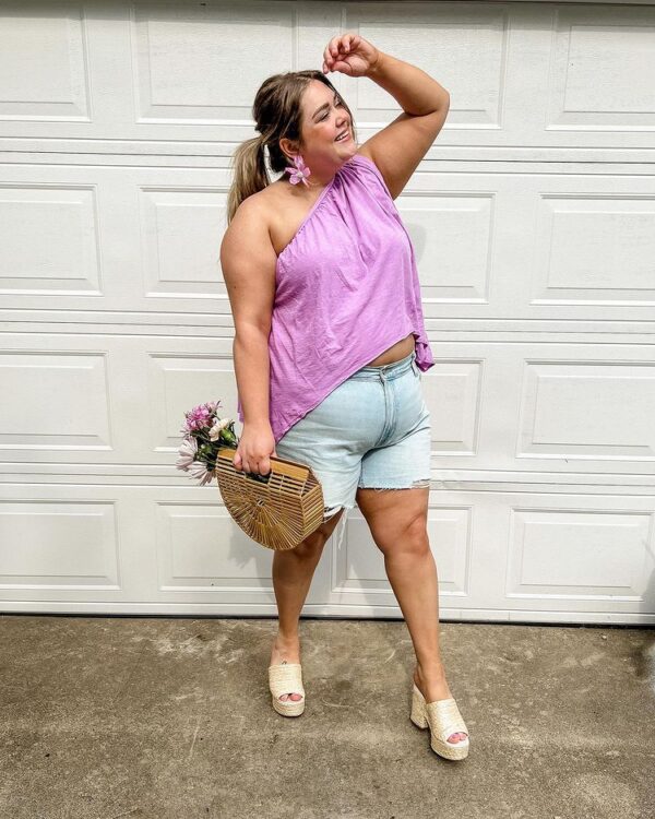 cute denim shorts outfits plus size