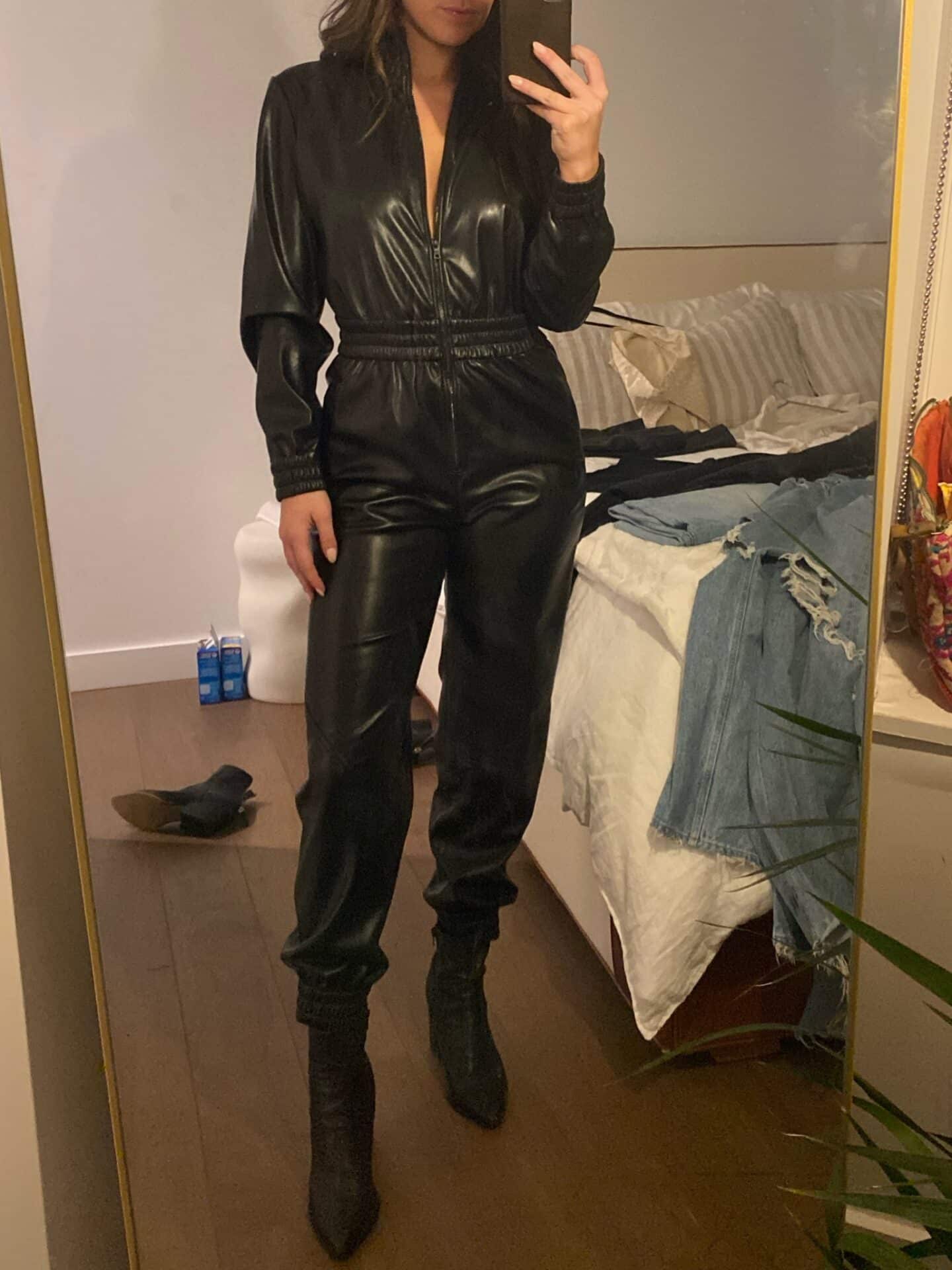 how to wear a leather jumpsuit