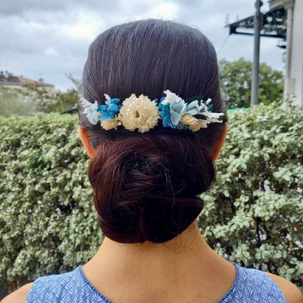 Floral Bun Hairstyles for Brides