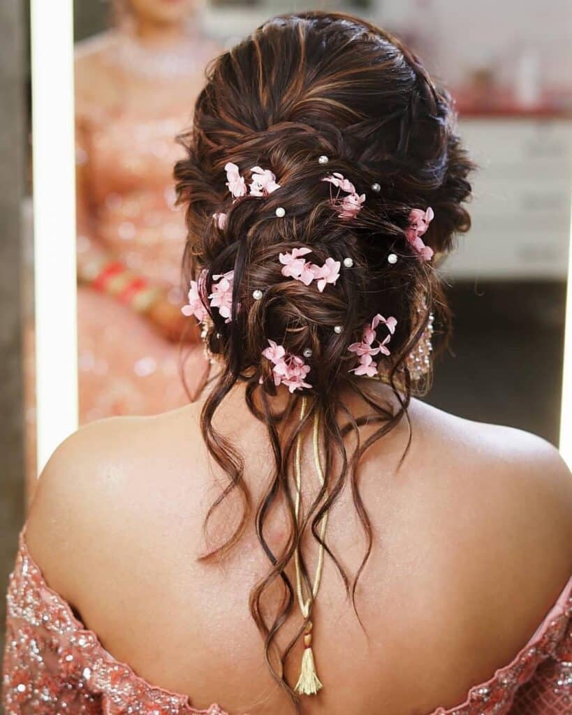 Floral Bun Hairstyles for Brides