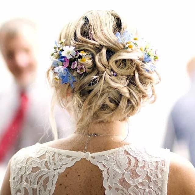 Floral Bun Hairstyles for Brides