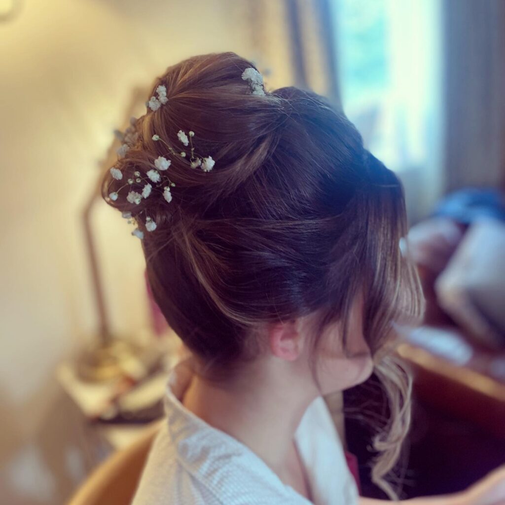 Floral Bun Hairstyles for Brides