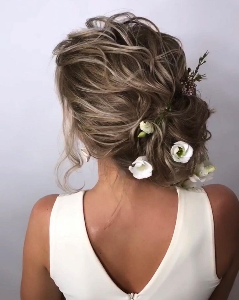 Floral Bun Hairstyles for Brides