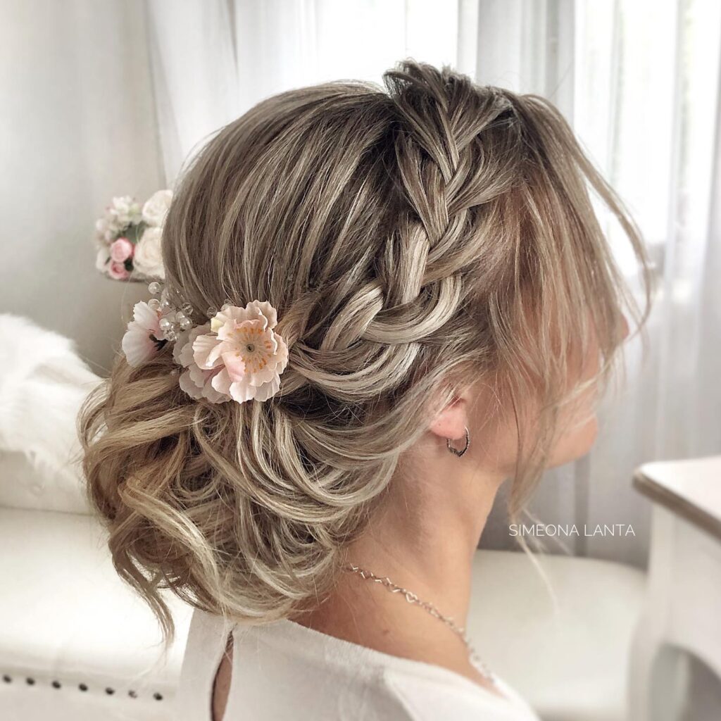 Floral Bun Hairstyles for Brides