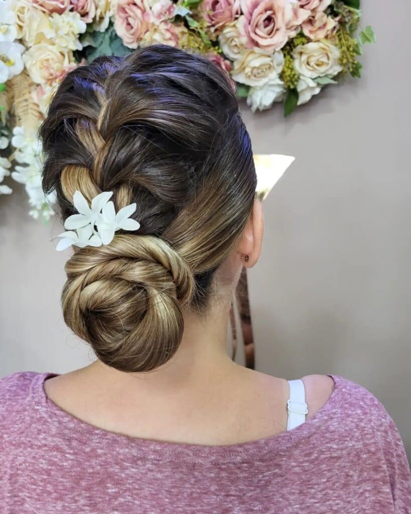 Floral Bun Hairstyles for Brides