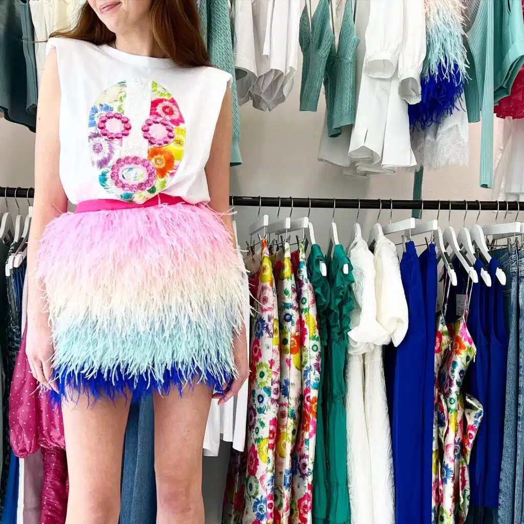 Outfits with feather skirt