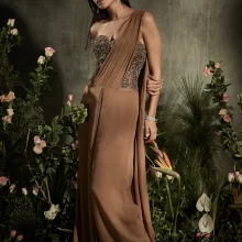 Saree with corset blouse