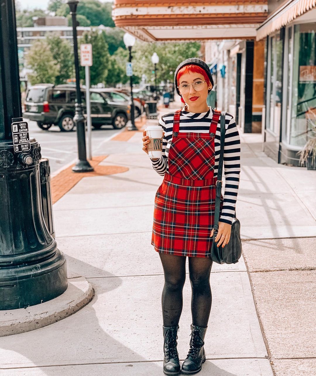 How to style plaid and stripes together 3