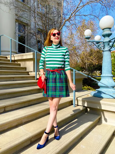 How to style plaid and stripes together 8