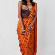 Saree with corset blouse