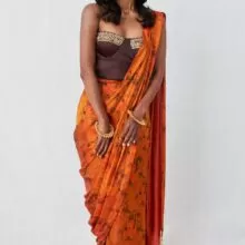 Saree with corset blouse