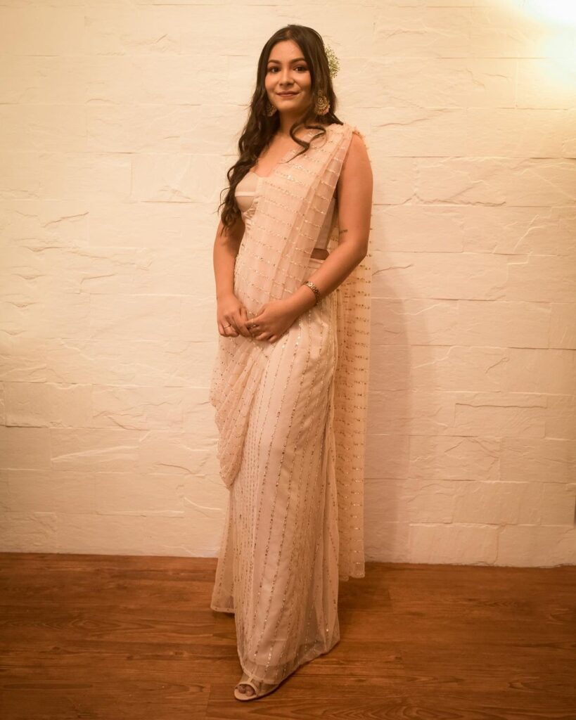 Saree with corset blouse