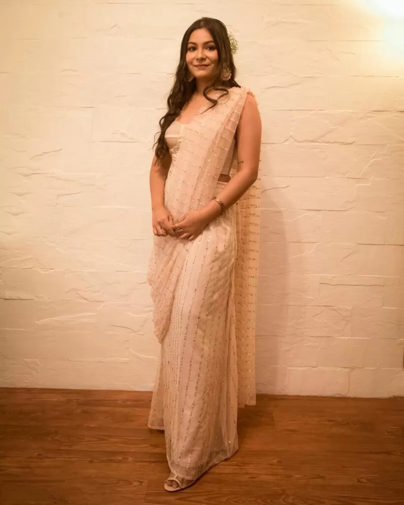 Saree with corset blouse