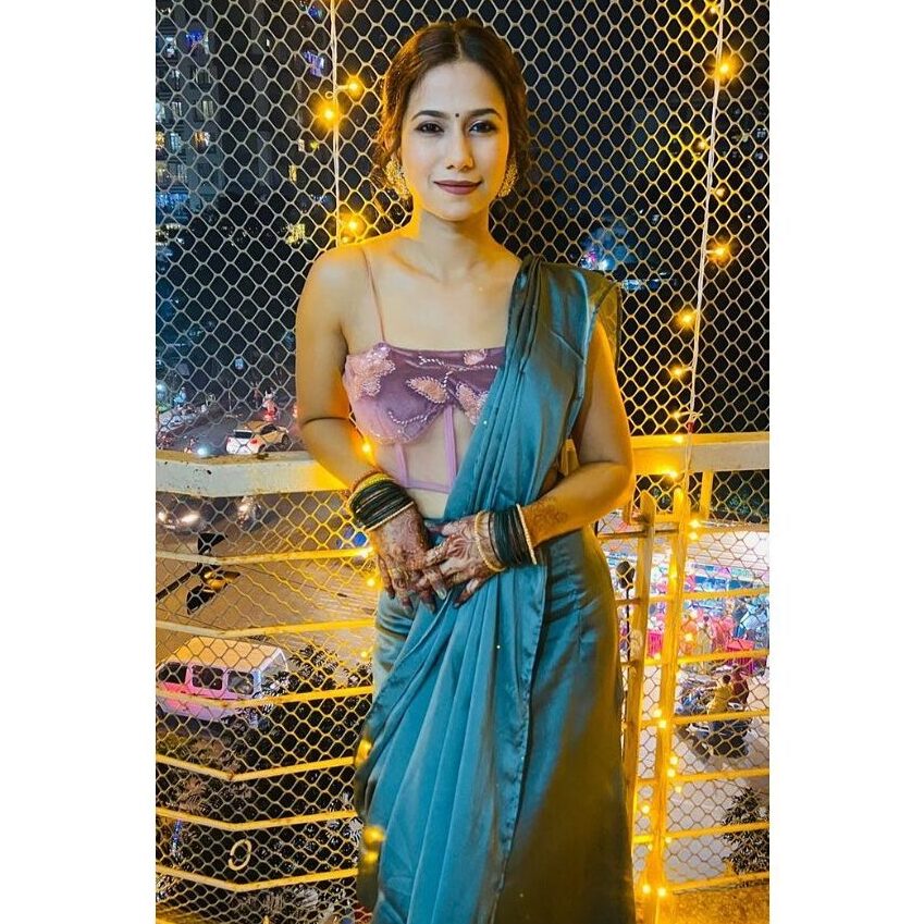 Saree with a corset blouse