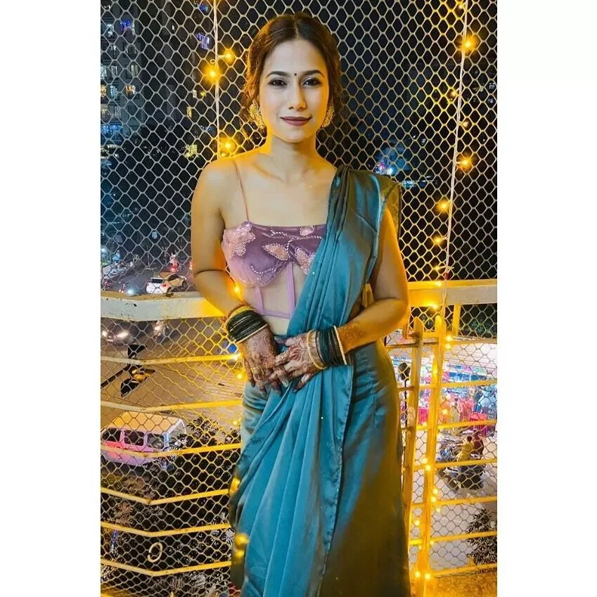 Saree with a corset blouse