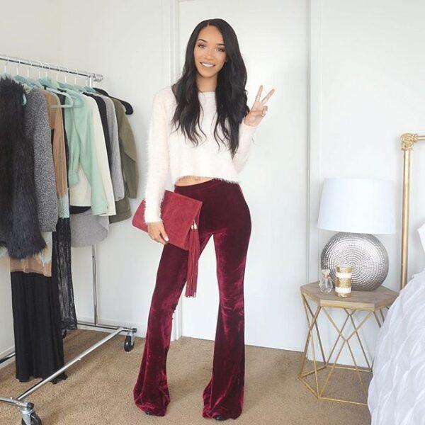 how to wear velvet pants