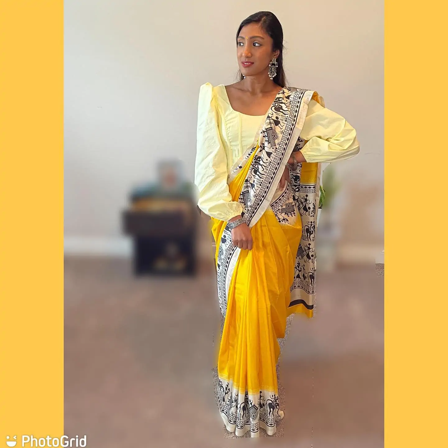 Saree with a corset blouse
