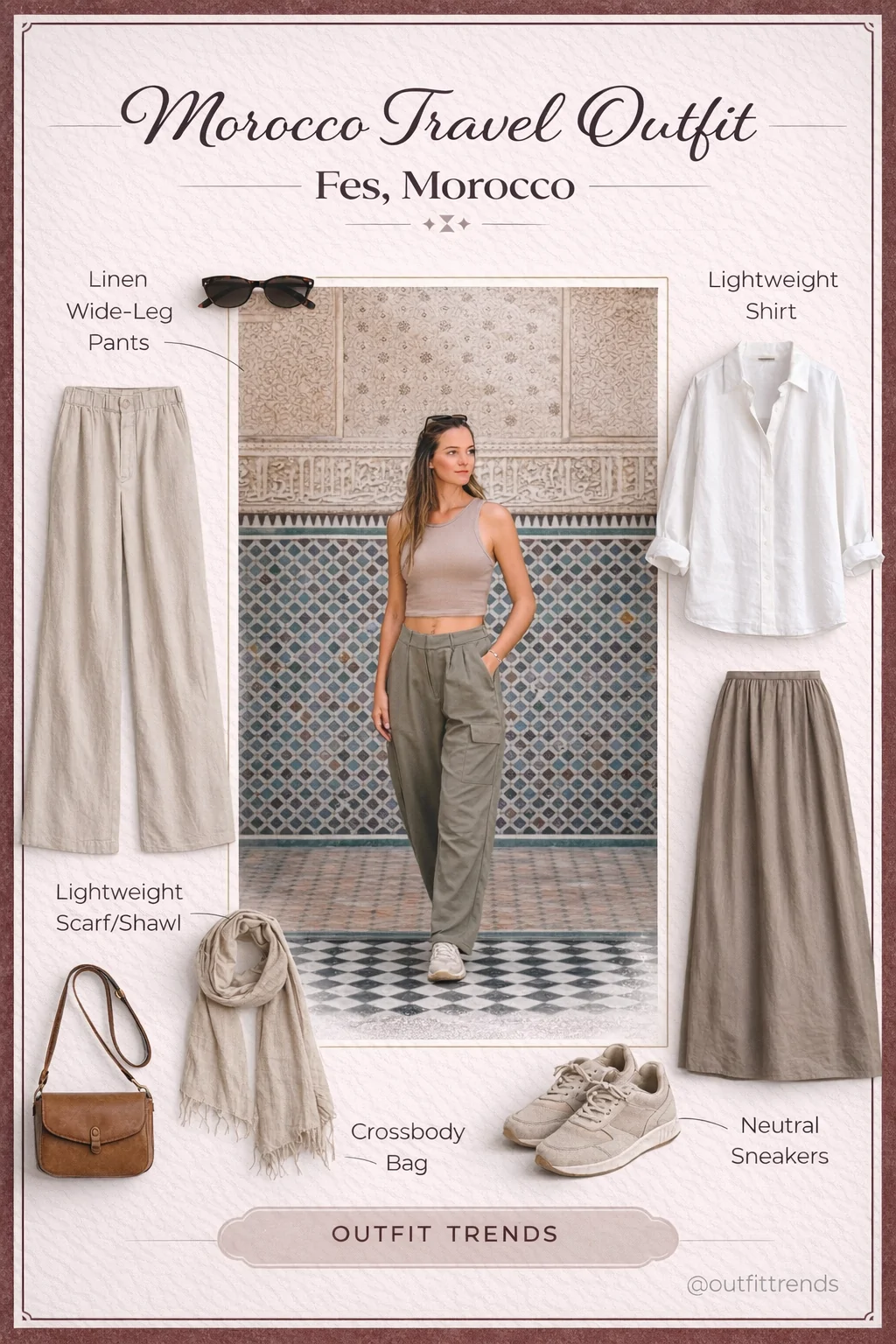 What to wear in Fes Morocco - olive cargo and maxi skirt outfit