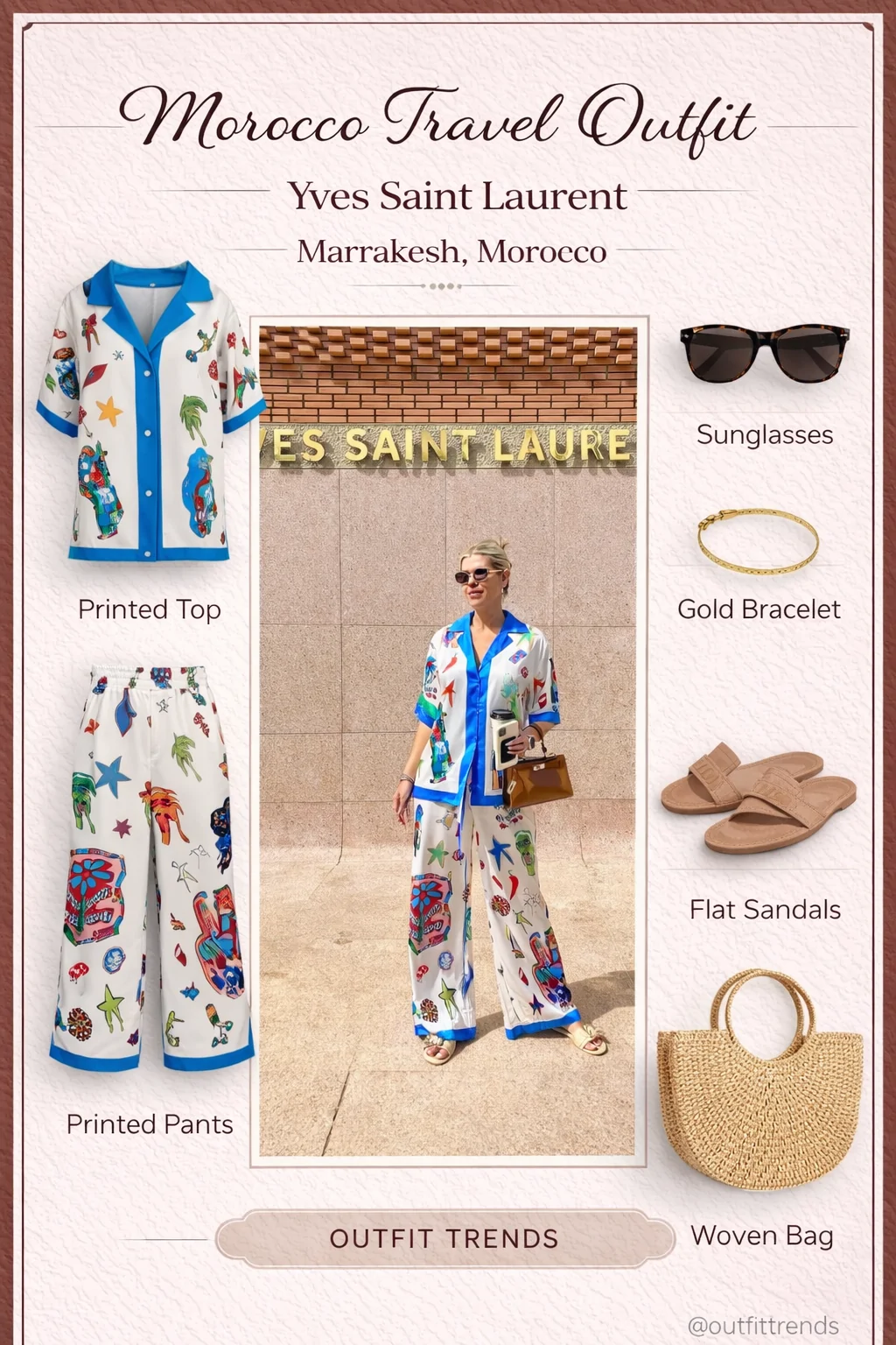 What to wear in Marrakesh - printed co-ord set at YSL Museum