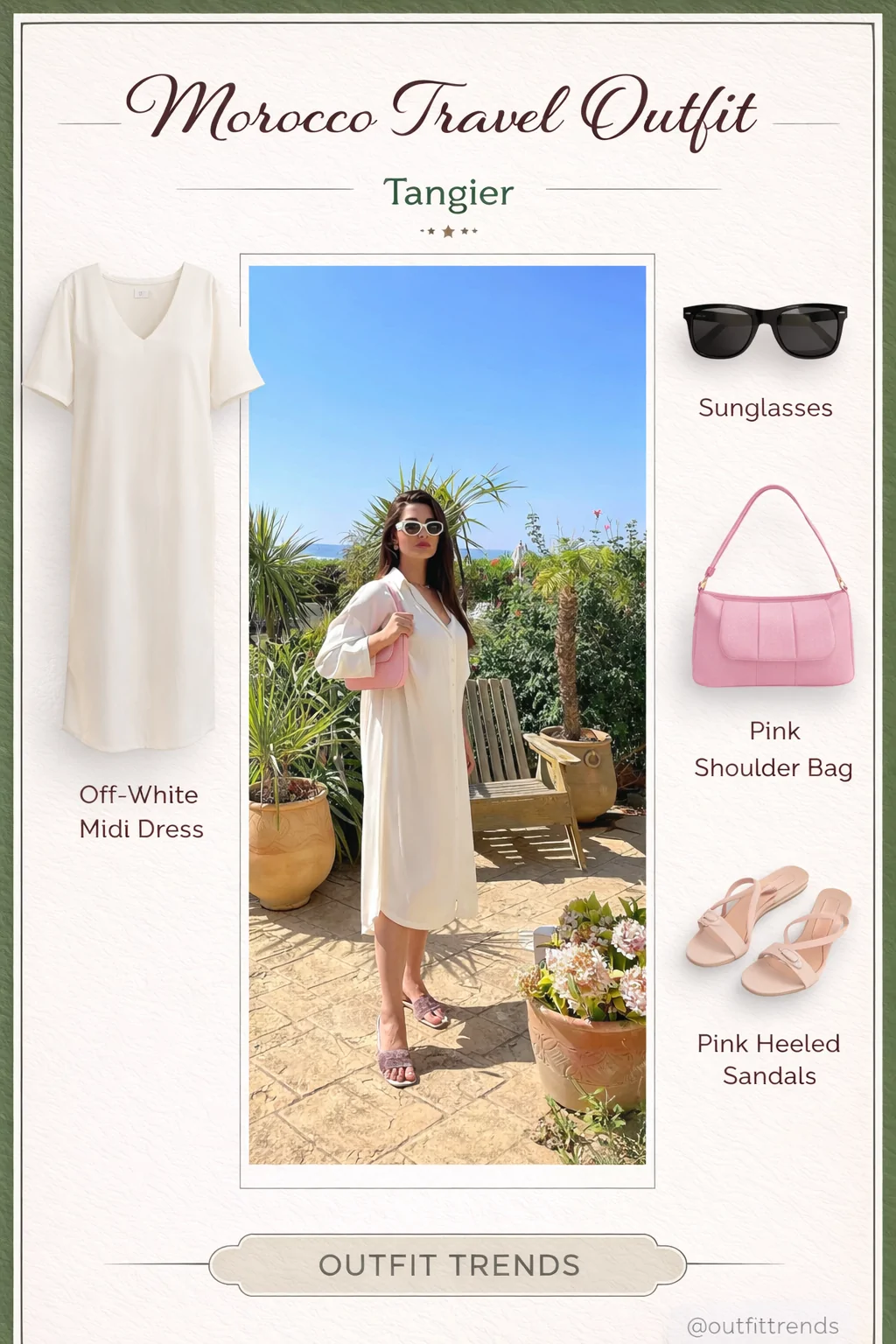 What to wear in Tangier evening - brown sweater and satin skirt