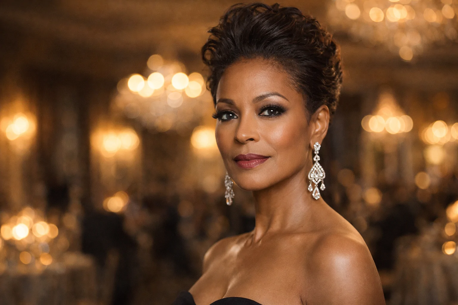 glamorous upswept short hairstyle for women over 50