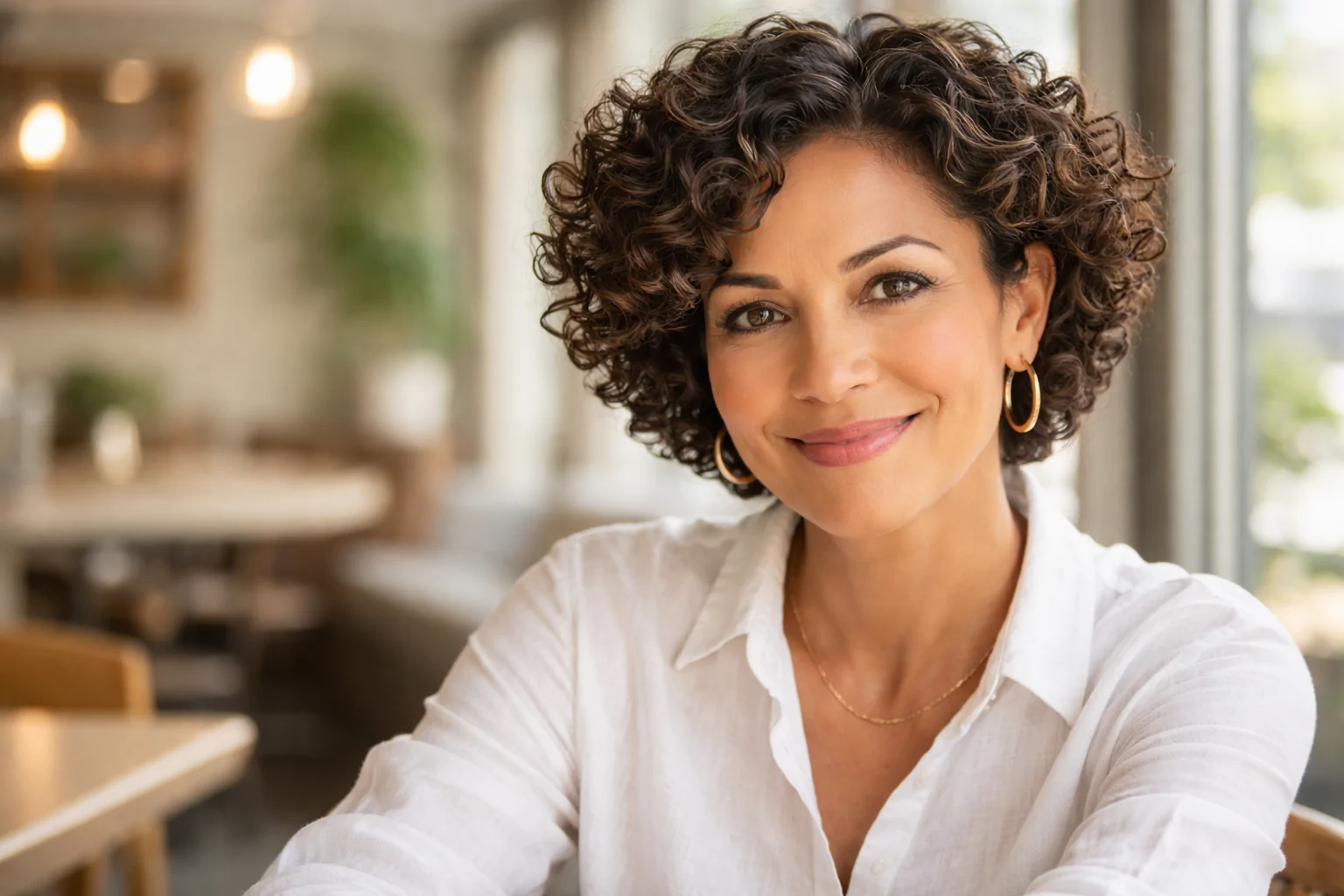 voluminous natural texture short hairstyle for women over 50