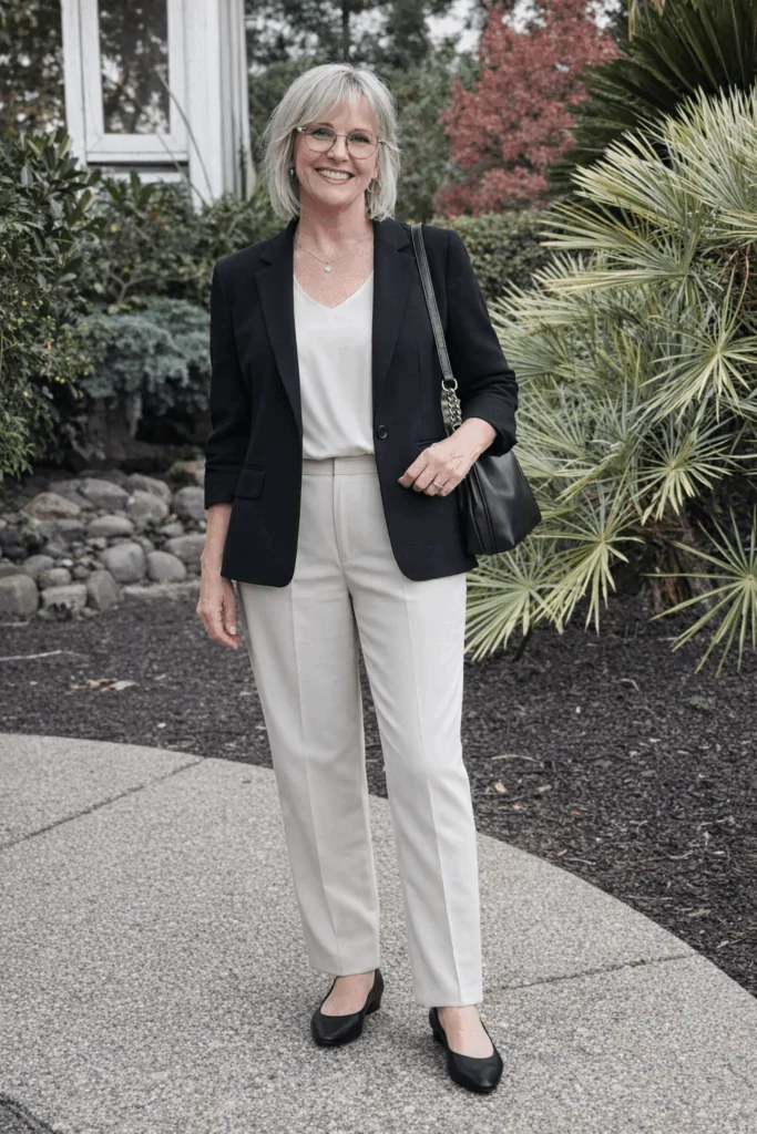 women over 60 blazer outfit