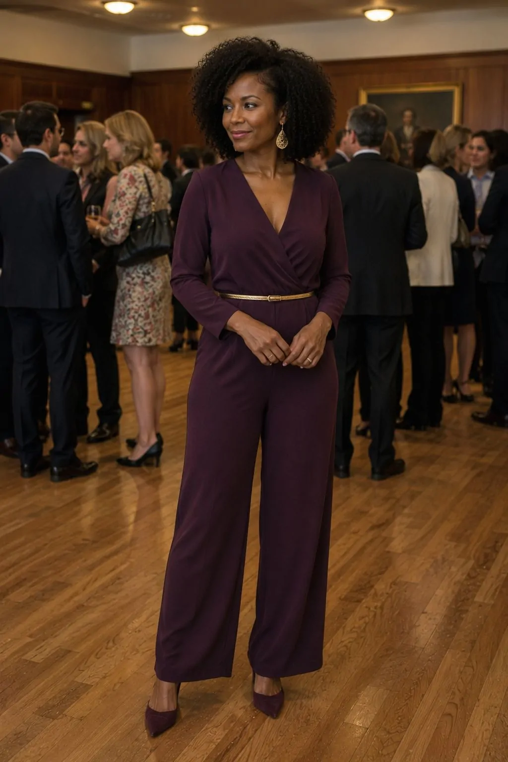 Plum Wrap Jumpsuit - Graduation Guest Outfit Idea