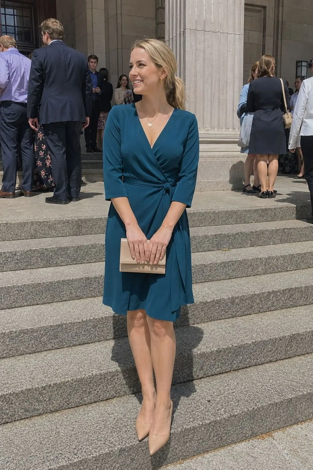 Wrap Dress in Deep Teal - Graduation Guest Outfit Idea