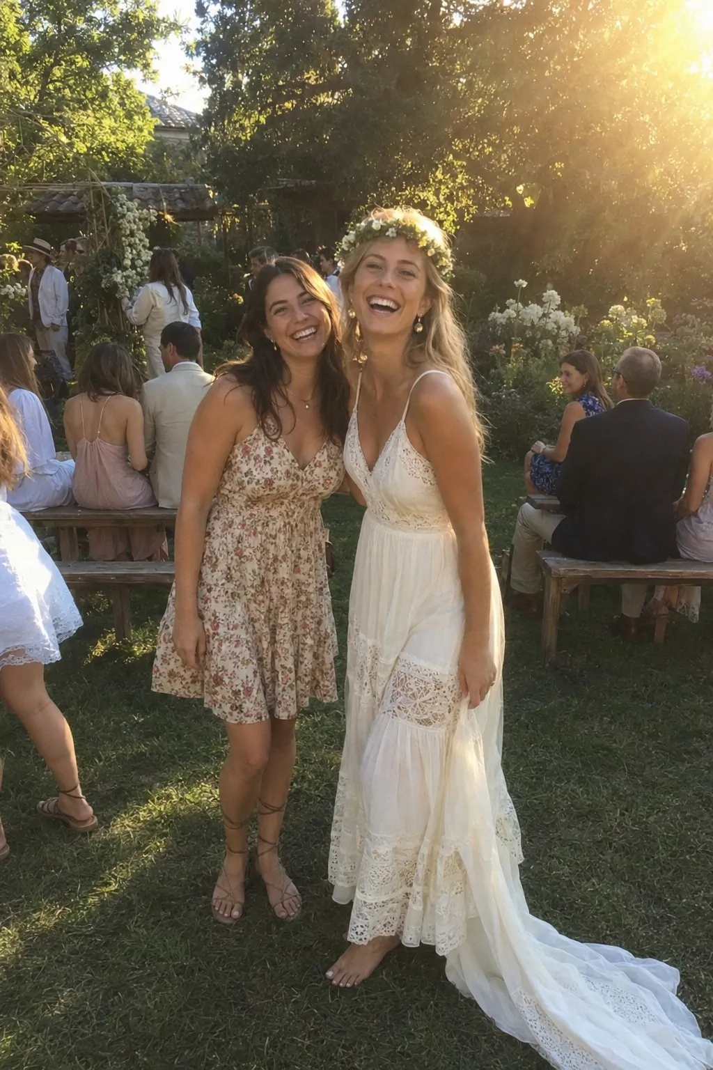 #6 - Boho Wedding Dress with Bare Feet - White Boho Dress Outfit Ideas