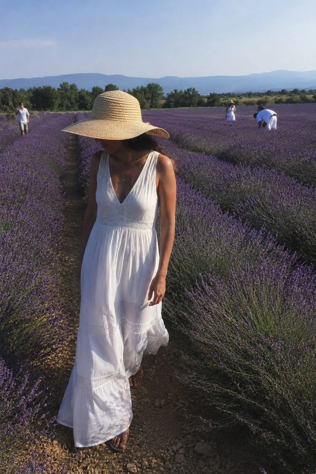 #11 - Hippie Dress with a Floppy Hat - White Boho Dress Outfit Ideas