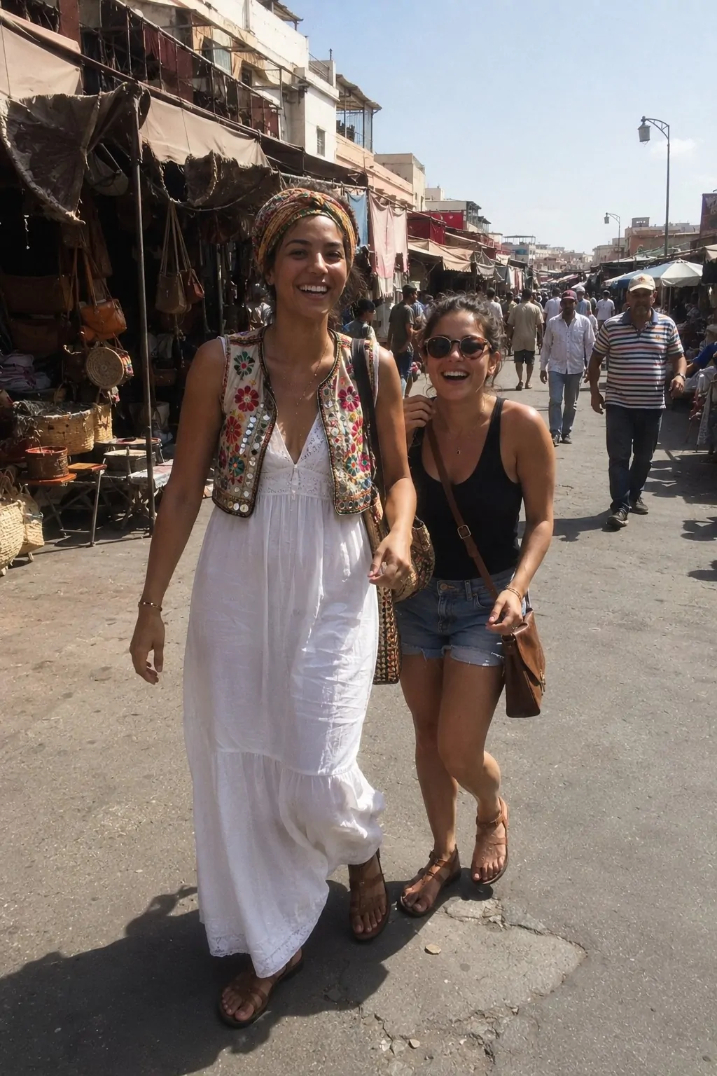 #12 - Layered with an Embroidered Vest - White Boho Dress Outfit Ideas