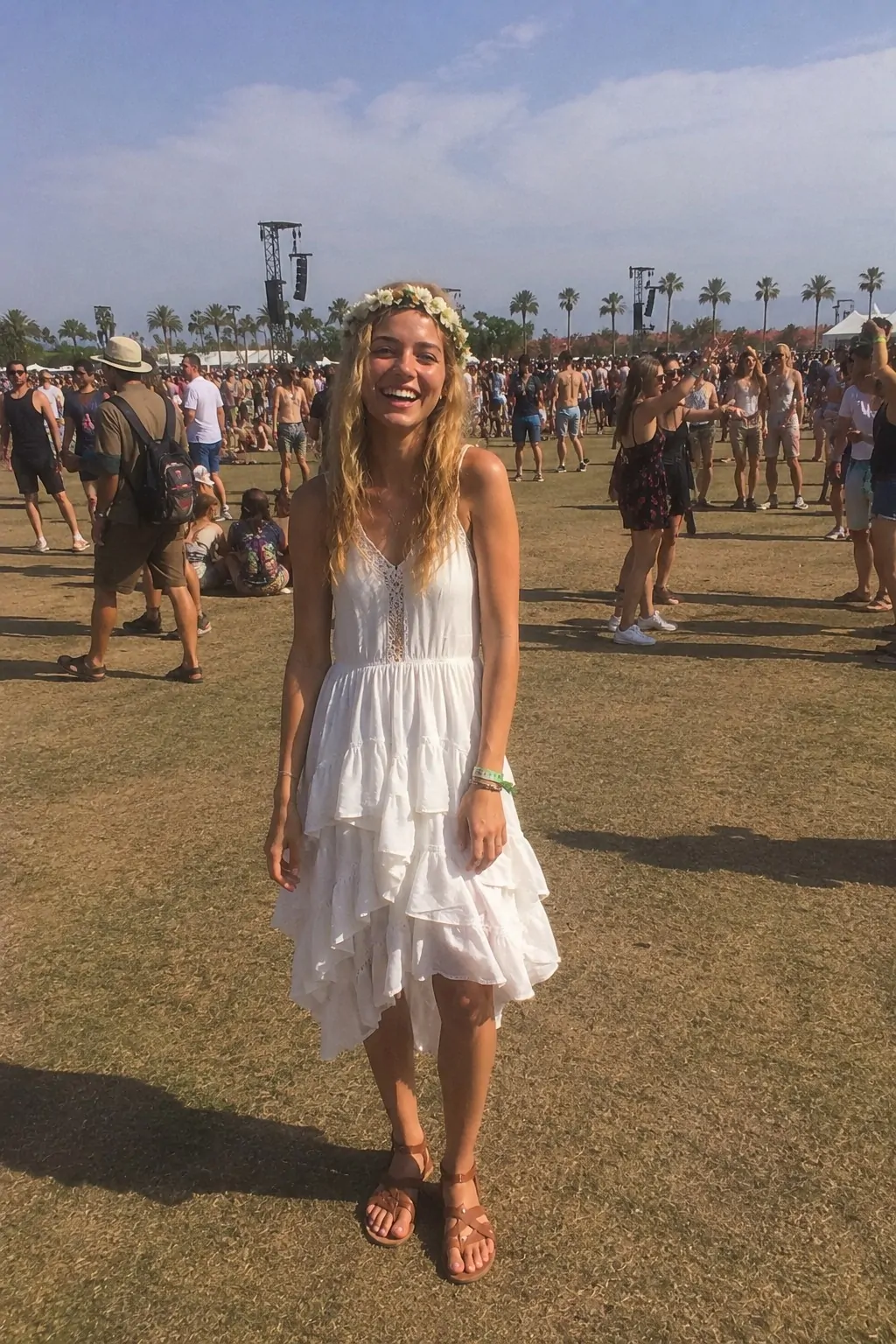 #13 - Tiered Dress for Festivals - White Boho Dress Outfit Ideas