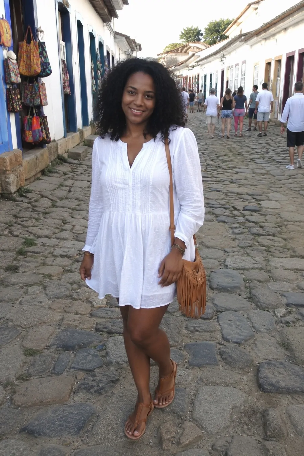 #19 - The Fringe Bag Look - White Boho Dress Outfit Ideas