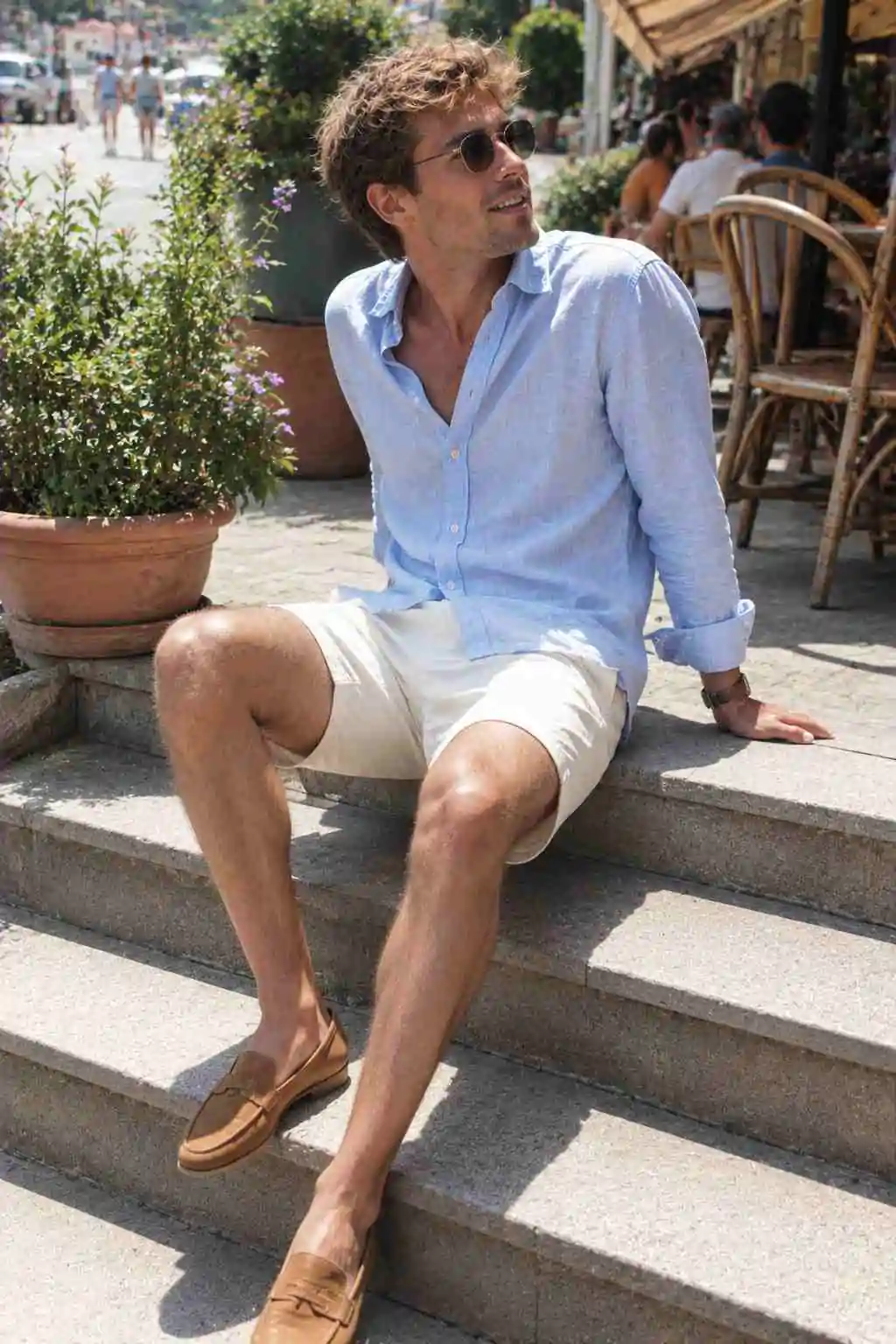 #21 - Classic Button-Down and Linen Shorts - Old Money Summer Outfit Ideas