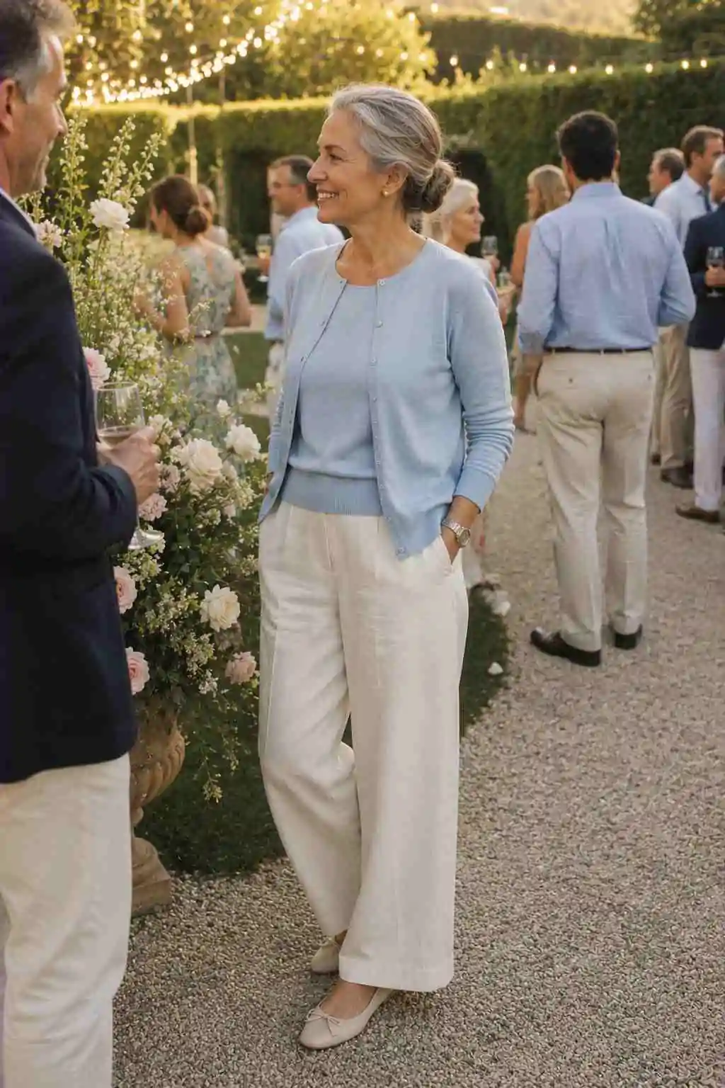 #22 - Soft Pastel Twinset and Trousers - Old Money Summer Outfit Ideas