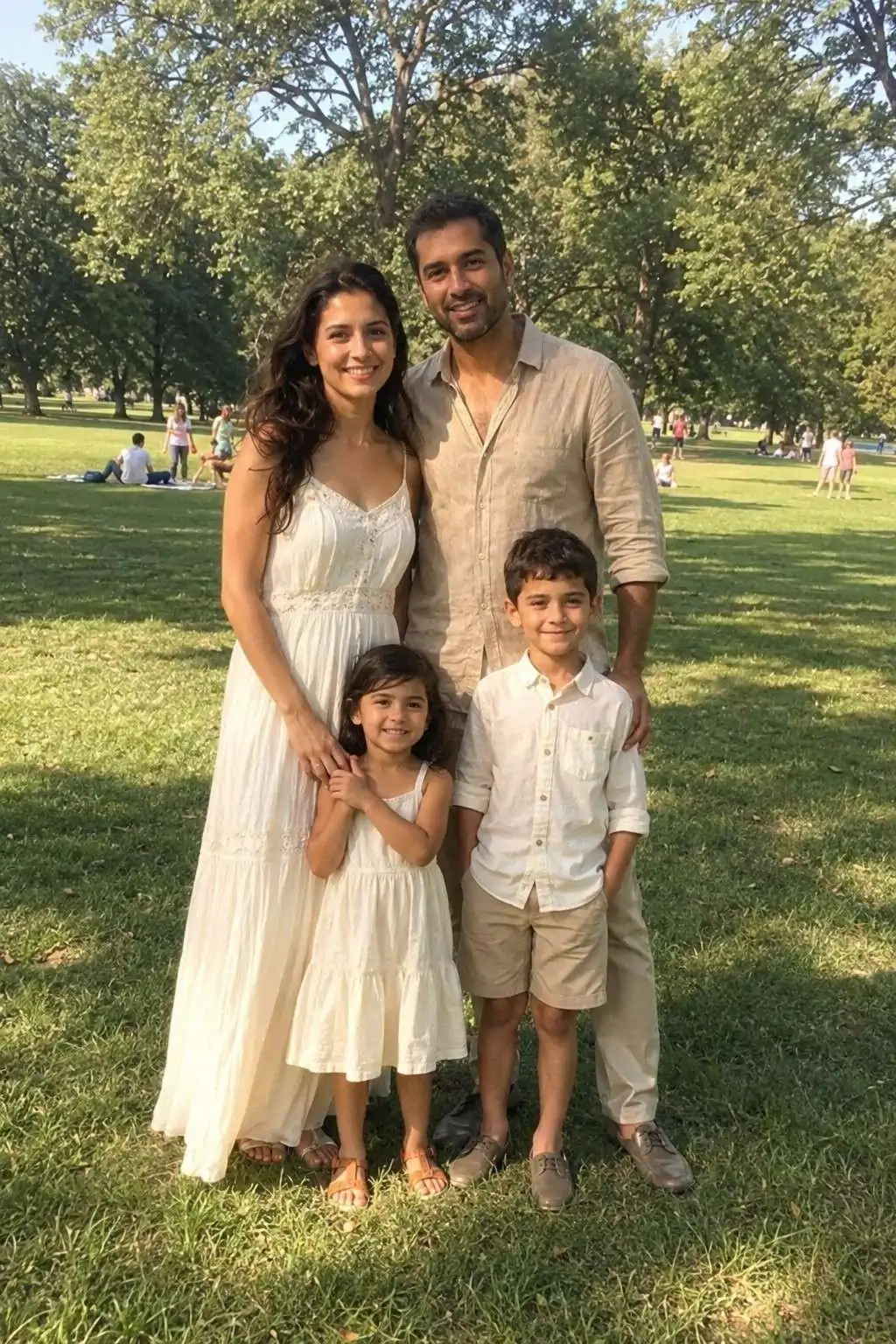 #1 - Cream and Tan Coordinated Family Look - Summer Family Photo Outfits