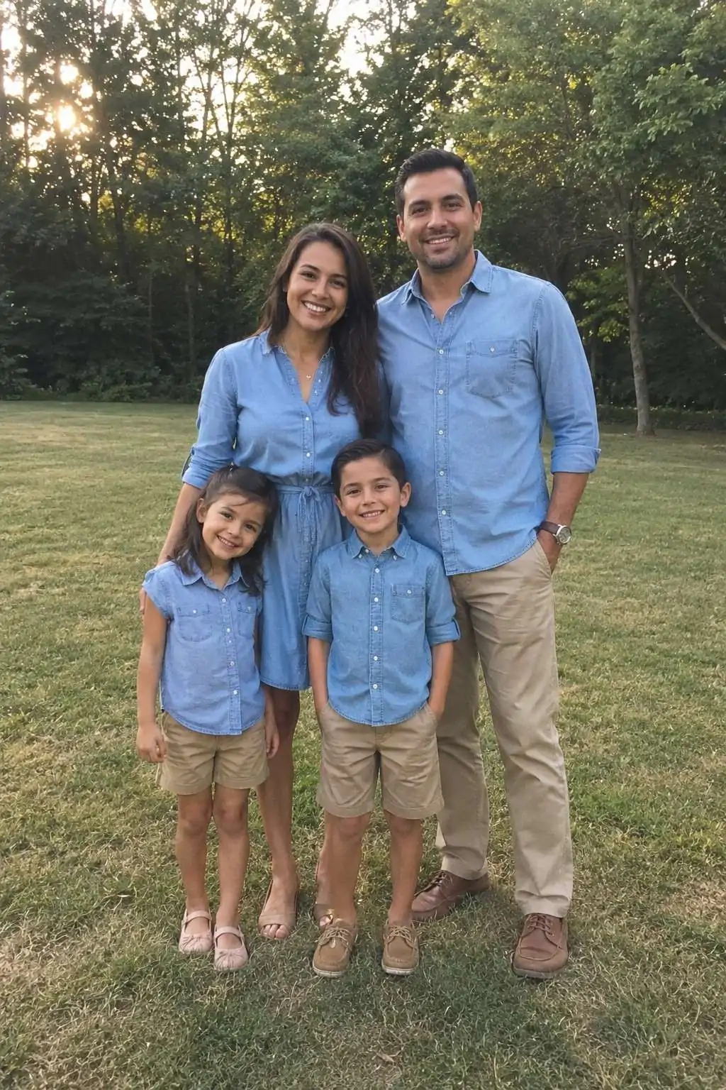 #13 - Chambray and Khaki Casual Family Look - Summer Family Photo Outfits