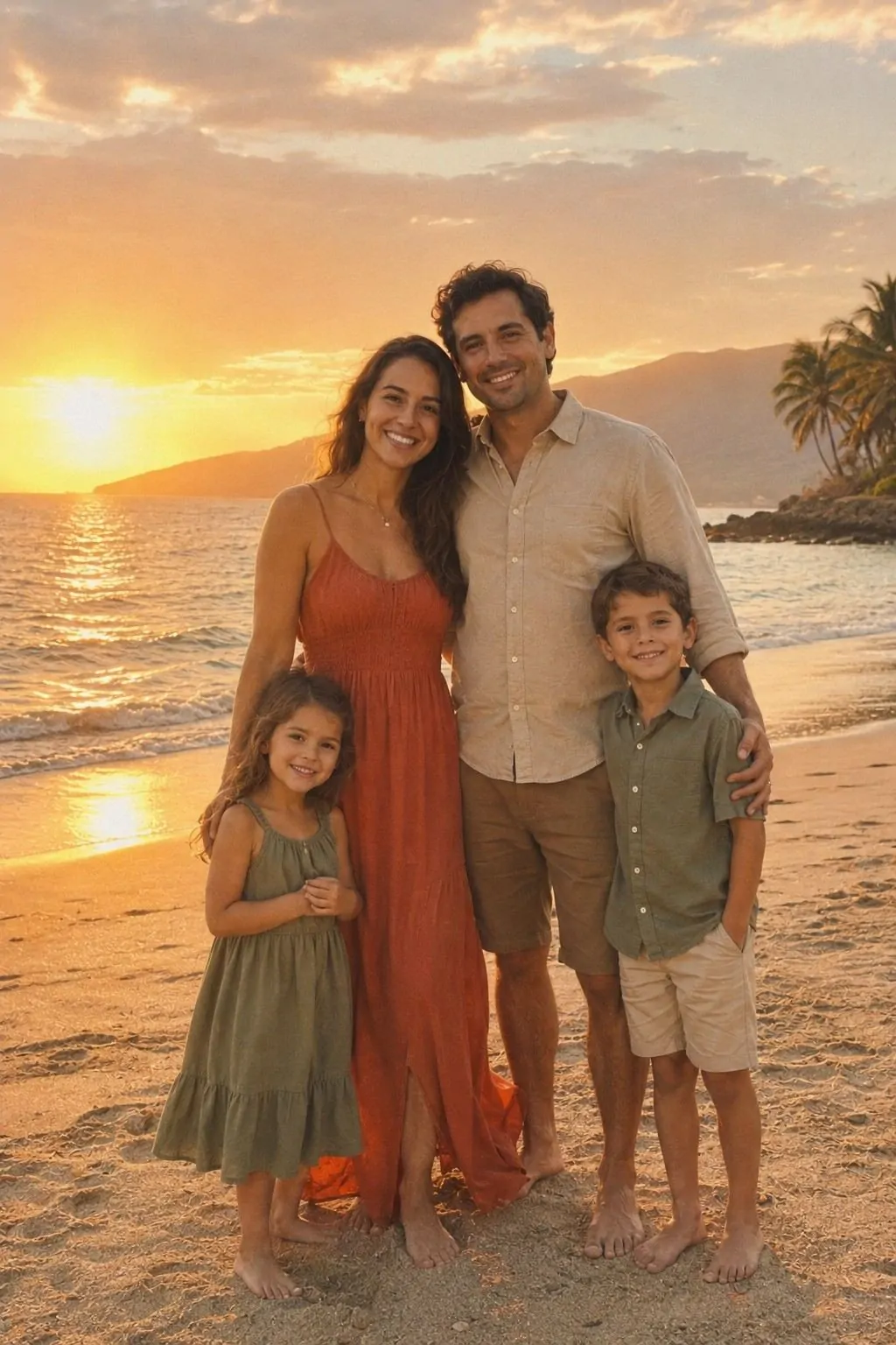#15 - Beach Sunset Family Photos in Earth Tones - Summer Family Photo Outfits