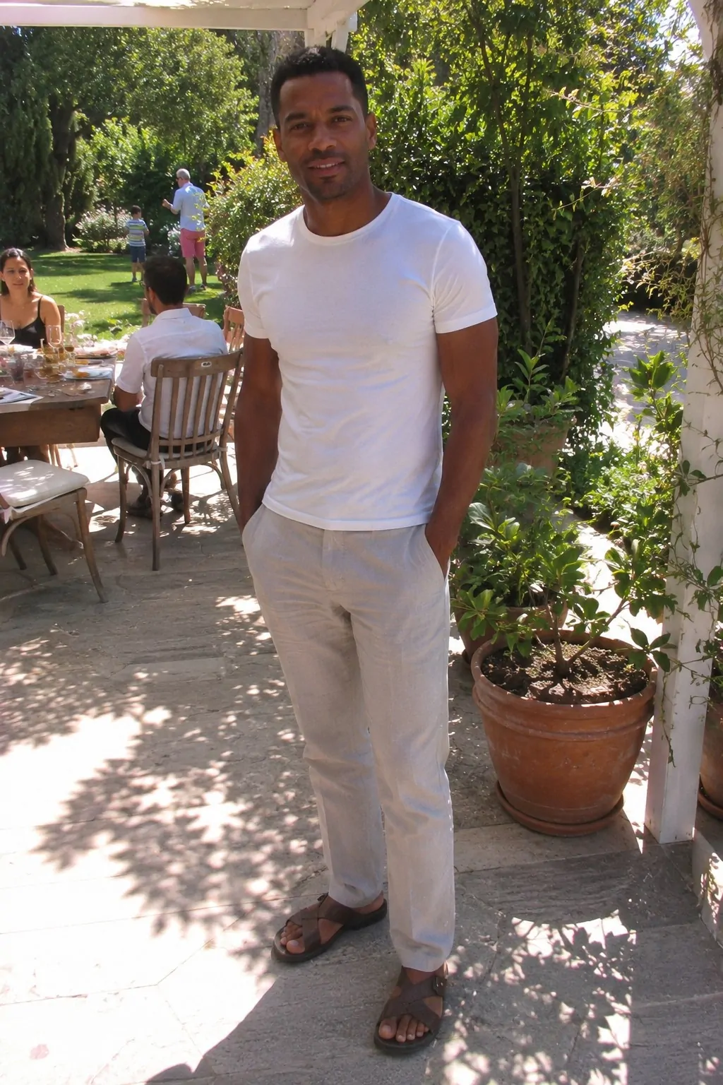 #7 - Casual Linen Trousers with a Tee - Father's Day Outfit Ideas
