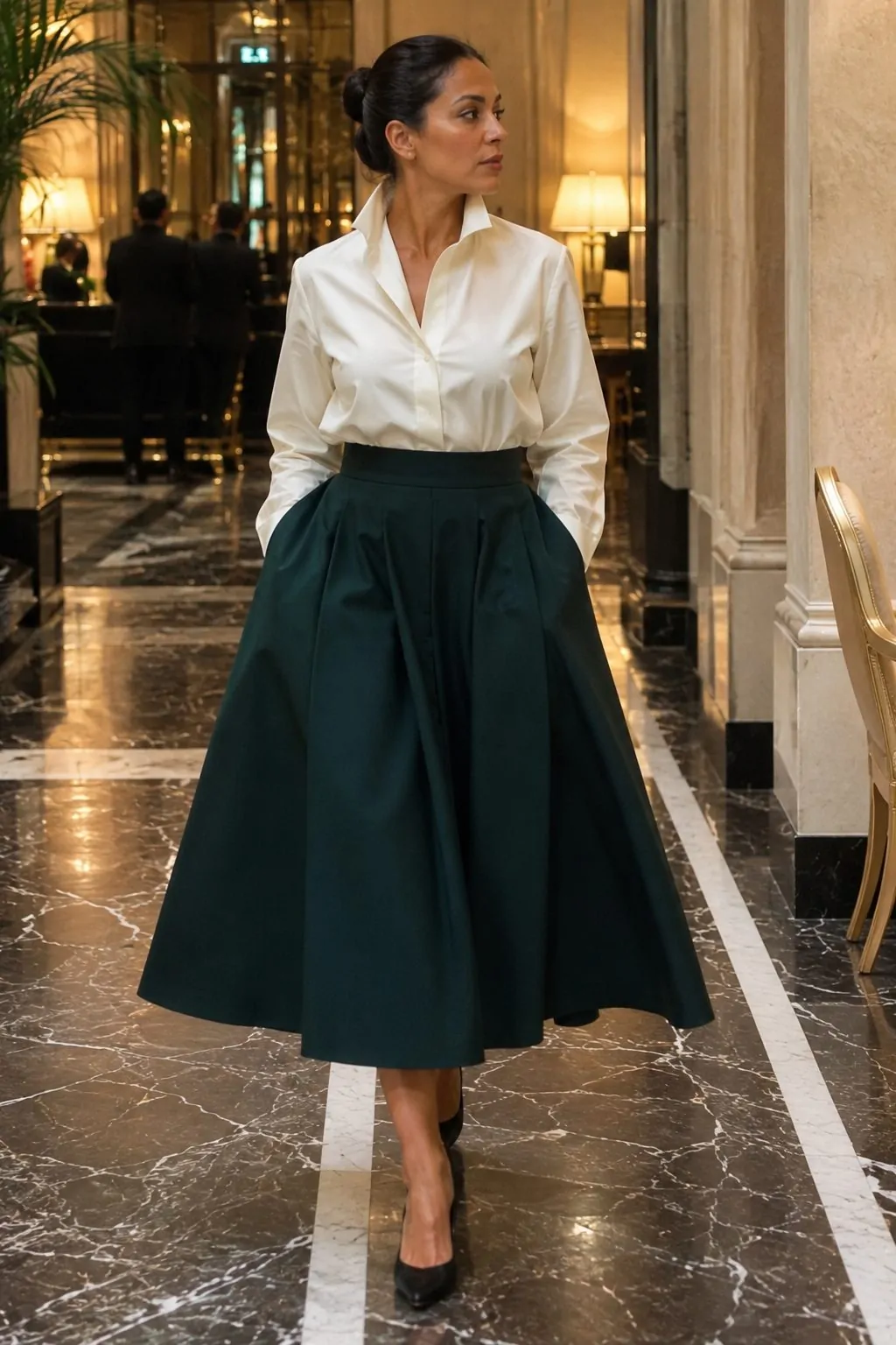 #4 - A-Line Power Skirt and Structured Blouse - Glamoratti Aesthetic Trends